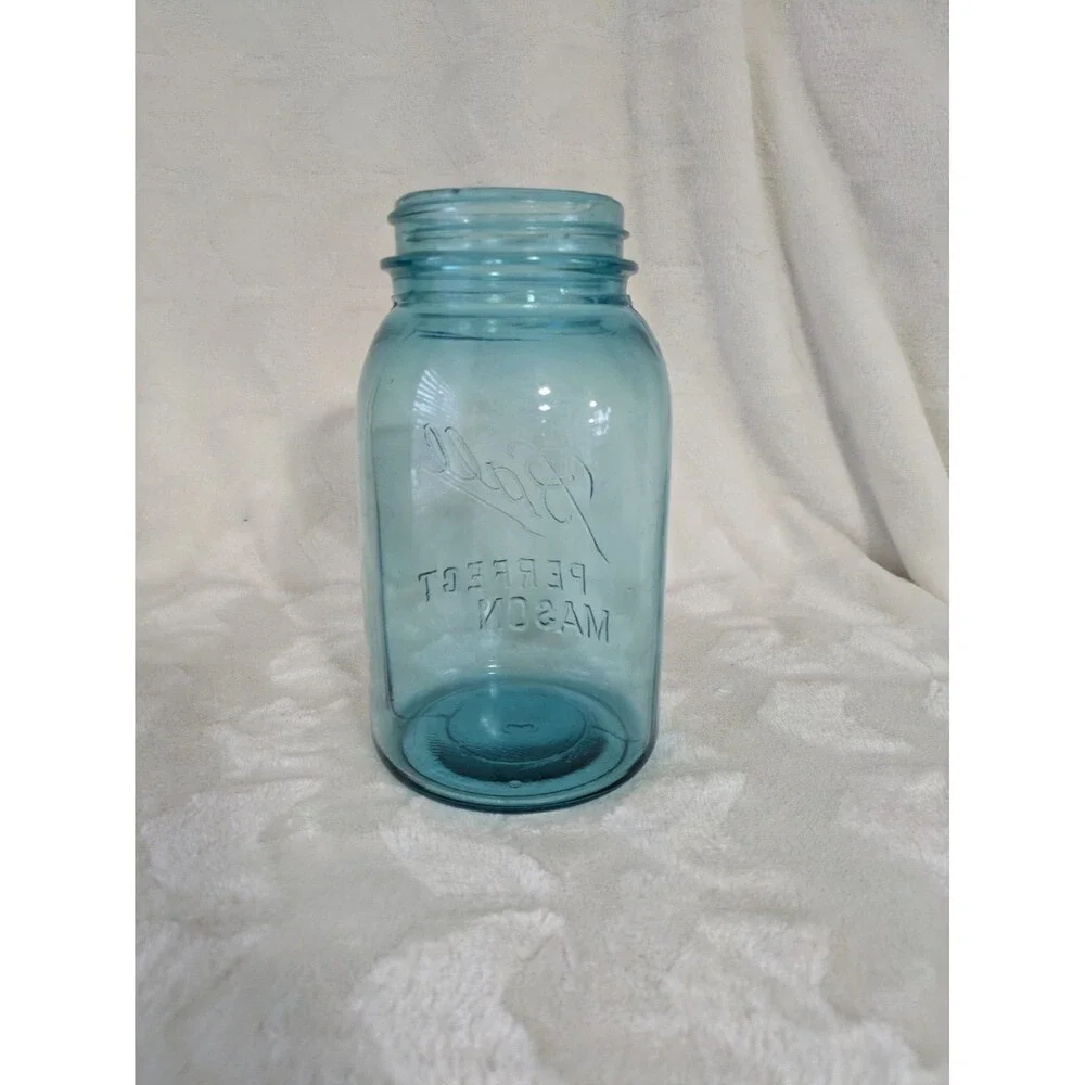 Vintage Ball Perfect Mason Blue Quart Mason #3 Jar 1923-1933